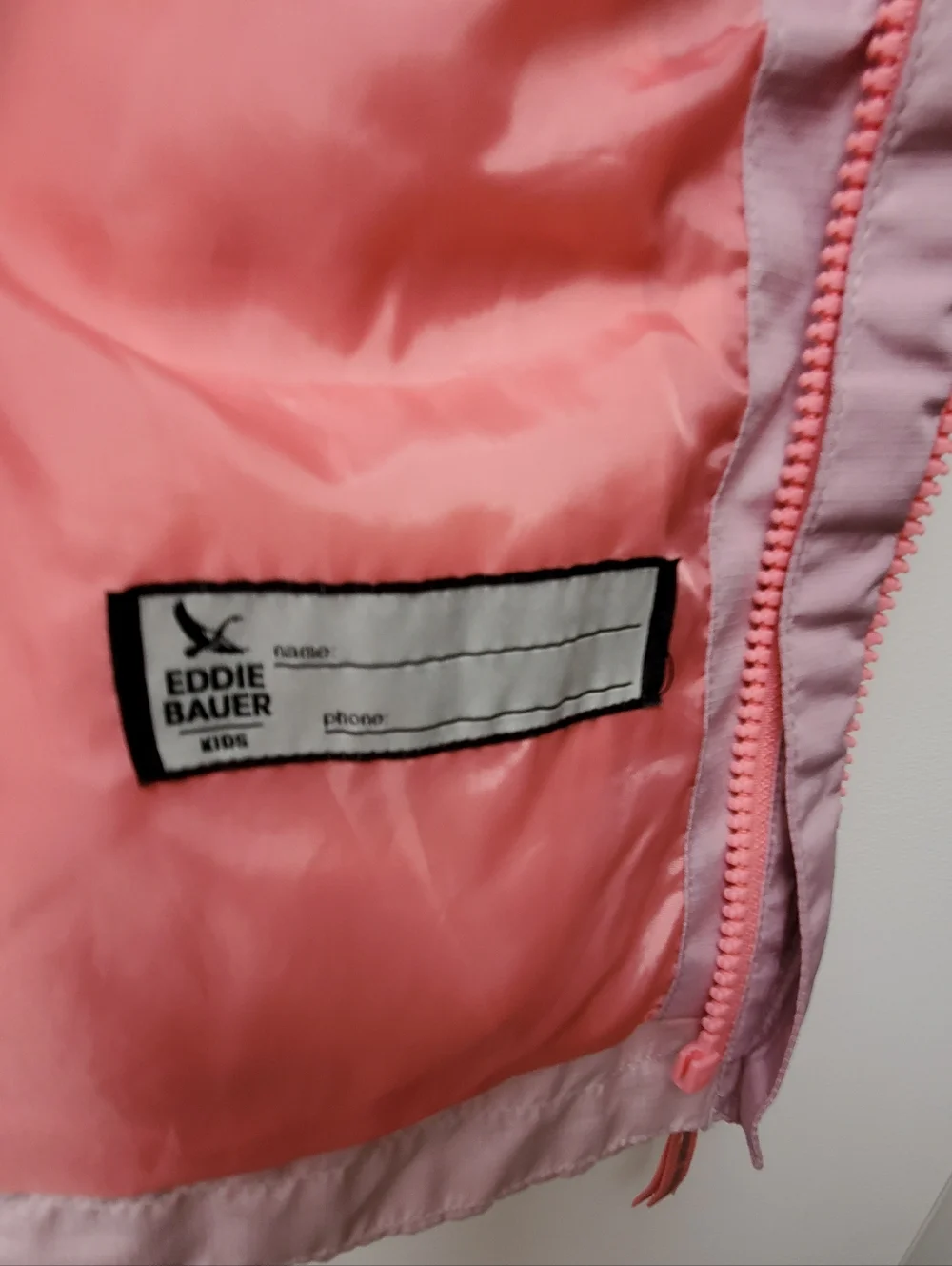 Eddie Bauer Kids Pink Color Block Lightweight Zip Up Jacket Hood Sz M 10-12 Yrs